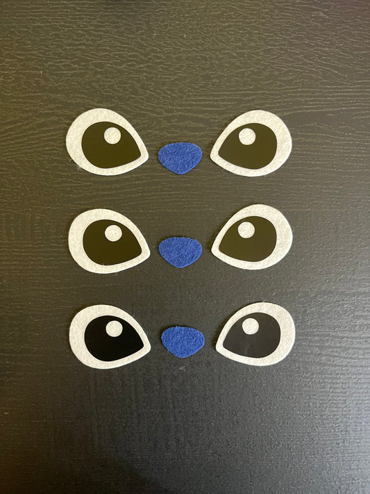 Felt Stitch Alien Eyes with blue nose (3 pack)