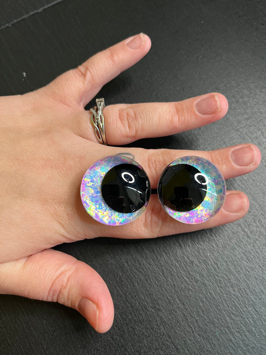 LIMITED EDITION: Opal Glitter color-shifting hand-painted sinker safety eyes