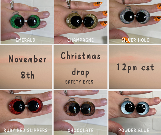 Christmas Drop Glitter Hand Painted Safety Eyes